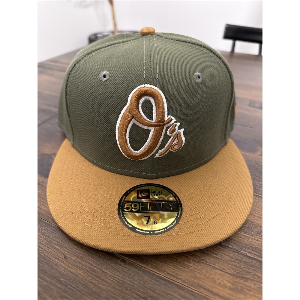 Baltimore Orioles New Era 59Fifty Fitted Hat Size 7 1/8 Olive/Khaki Cap NWT